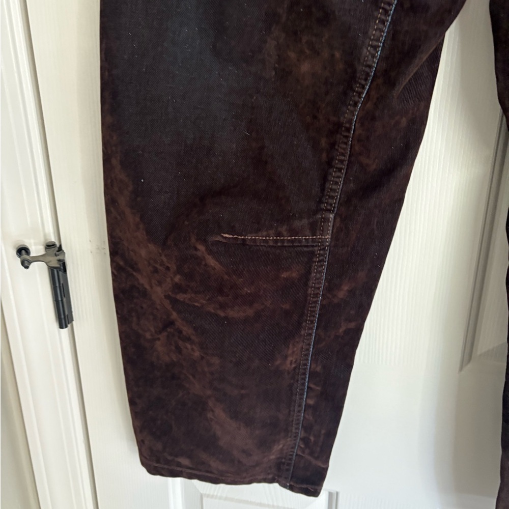 Free People Dark Brown Moxie Flocked  barrel jeans - Picture 10 of 12